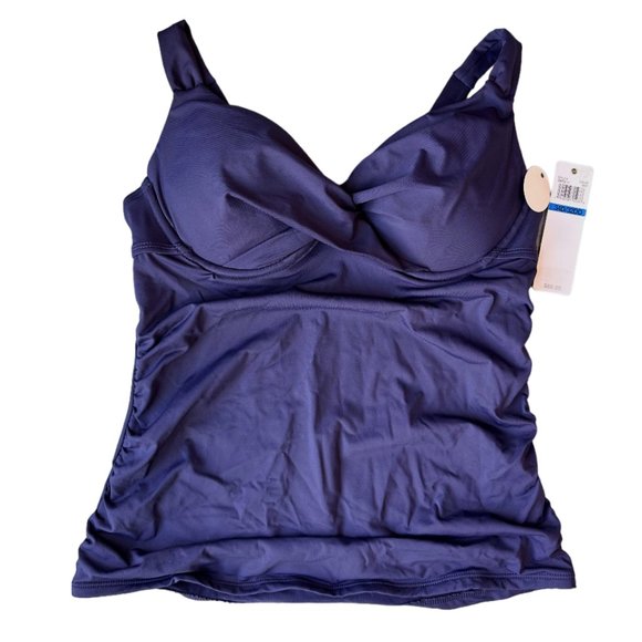 NWT ANNE COLE TWIST FRONT RUCHED UNDERWIRE TANKINI TOP - Picture 2 of 3